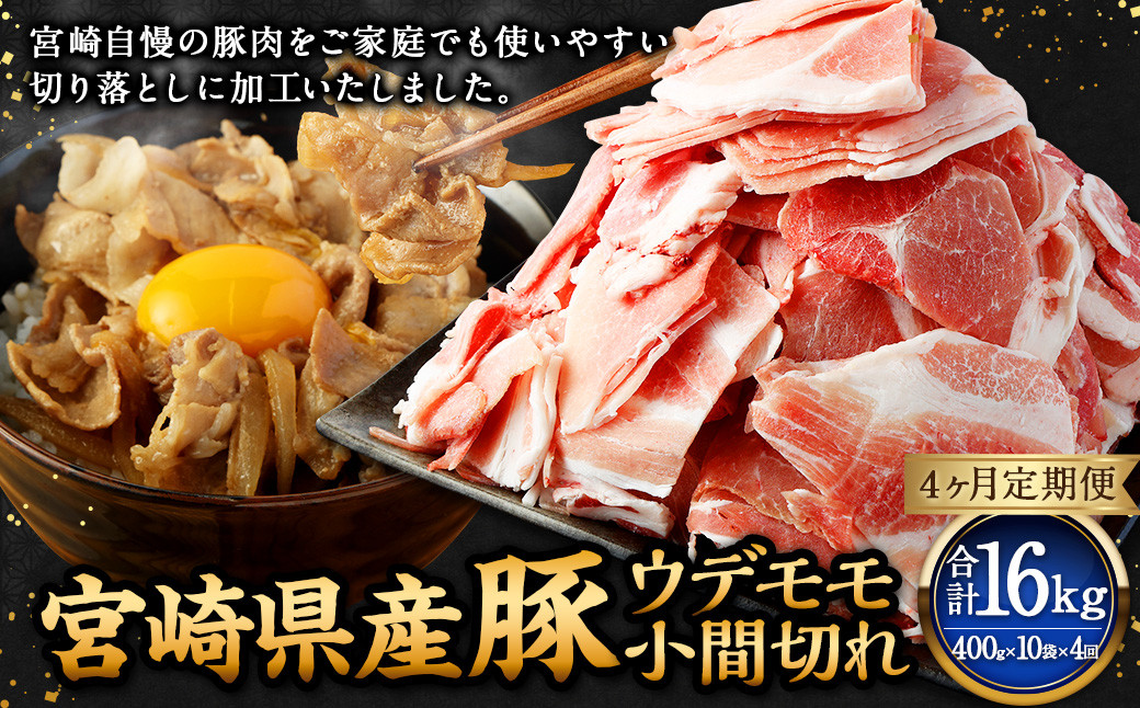 ＜宮崎県産ウデモモ小間切れ 400g×10袋（10袋×4回）＞