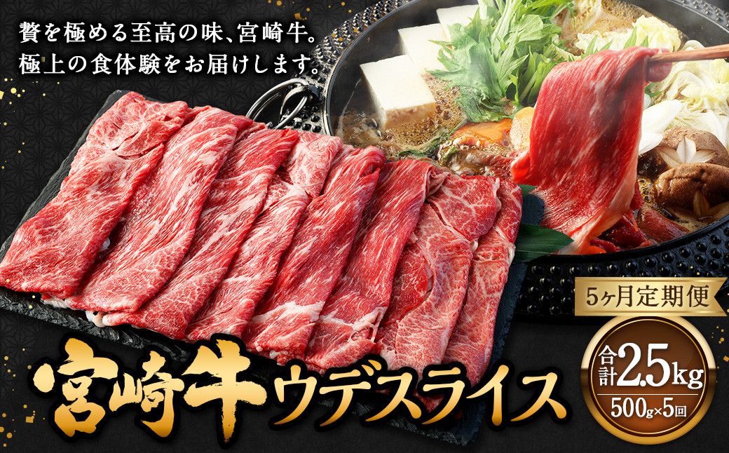 <宮崎牛ウデスライス 500g(1パック:500g×5回)>