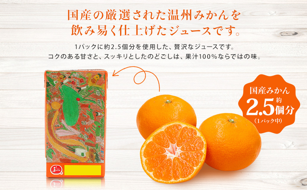 【4ヶ月毎3回定期便】ジューシー みかんジュース100%(学給) 125ml×36本