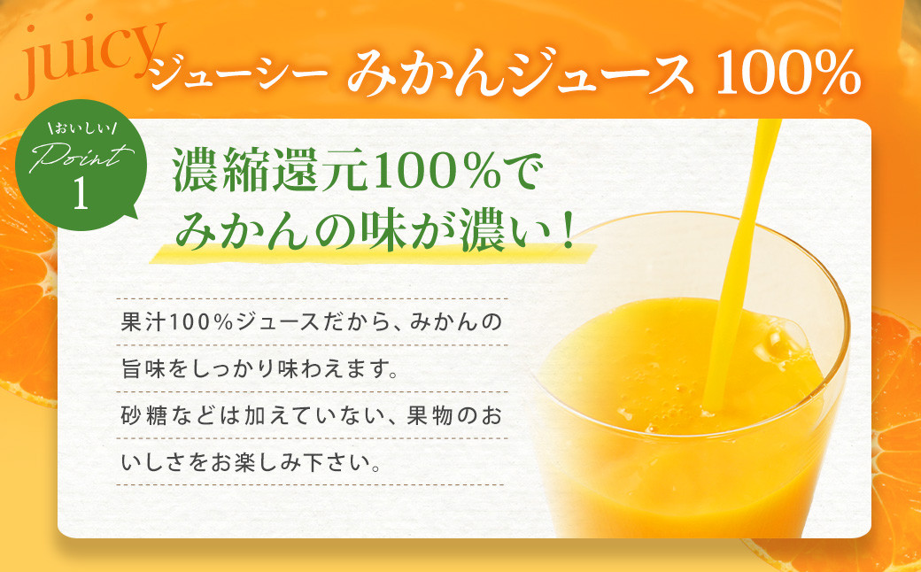 【4ヶ月毎3回定期便】ジューシー みかんジュース100%(学給) 125ml×36本