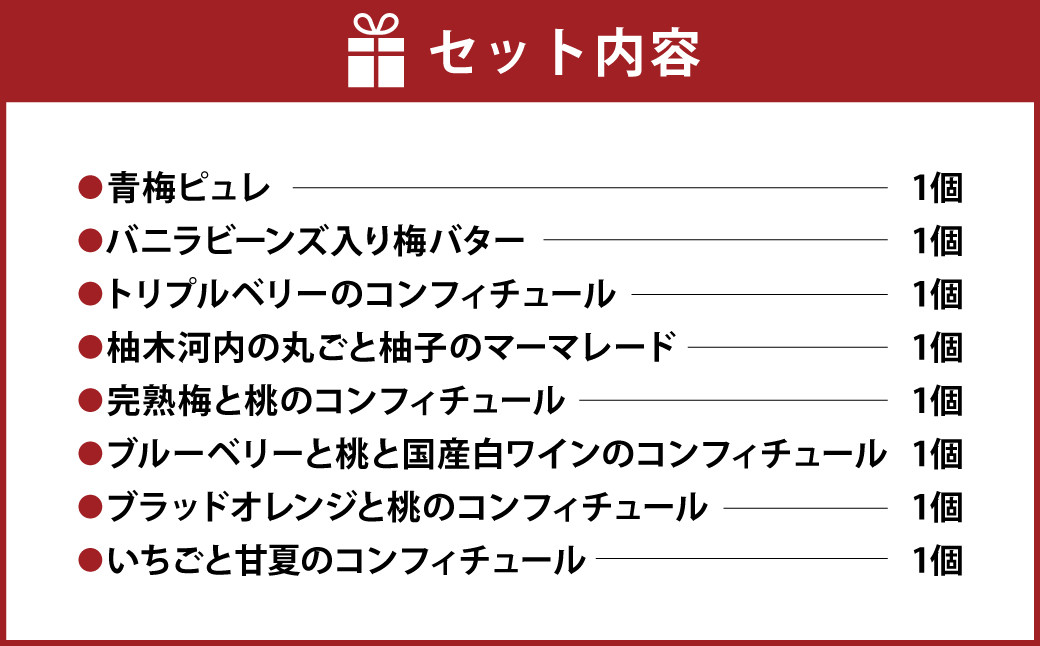 熊本 ・ 人吉 球磨 地域よりお届け！ コンフィチュール 8本 セット