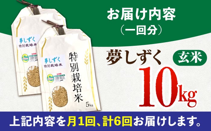 【安心・安全な佐賀の米】＜全6回定期便＞特別栽培米「夢しずく」玄米10kg【だいちの家】[HAG025]