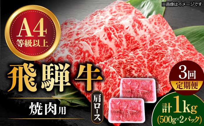 3回 定期便 飛騨牛 焼肉用 ロース / 肩ロース 1kg