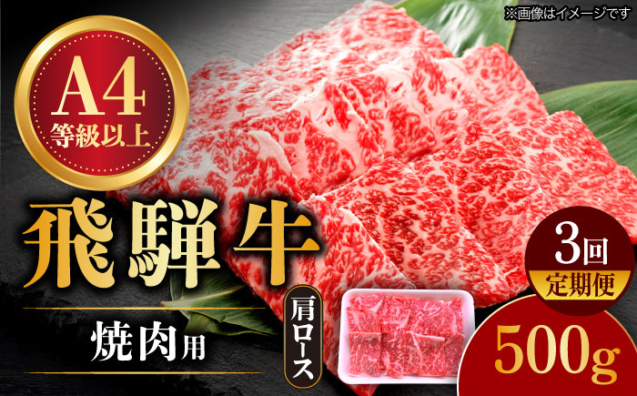 3回 定期便 飛騨牛 焼肉用 ロース / 肩ロース 500g