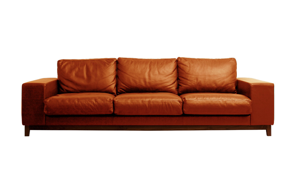 フロー3人掛ソファ(ウォールナット-本革BR) /  インテリア 家具 ソファ モダン リビング 革 レザー ローソファ