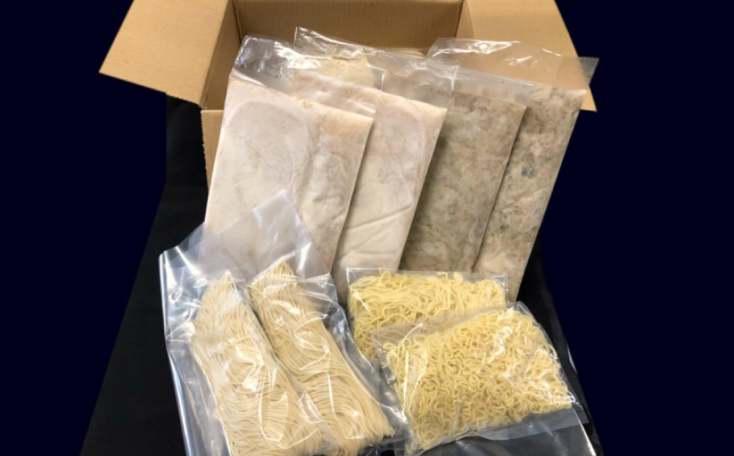 らーめん食べ比べ4食セット / とんこつスープ あおさスープ ストレート麺 ちぢれ麺 豚骨