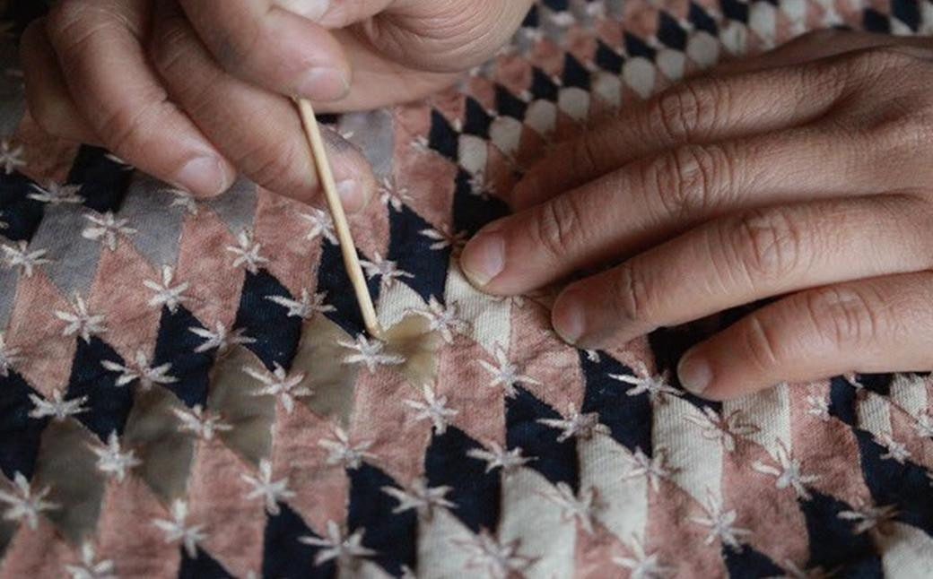 植物染め ・ 更紗 コースター 3種セット / オーガニックコットン コットン 綿 柿渋染 植物染 インディゴ やまもも 蘇芳