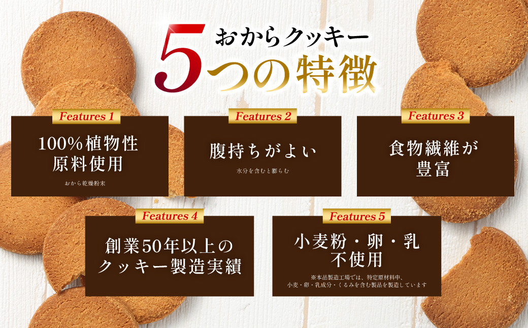 【6ヶ月定期便】 無選別おからクッキー (プレーン) 約1kg (約500g×2袋) おから クッキー お菓子 洋菓子 焼菓子