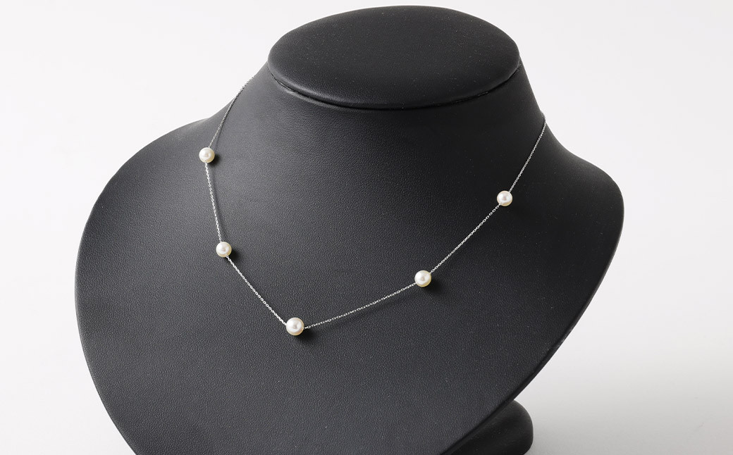 WG(K10) あこや真珠 ステーションネックレス(40cm)真珠サイズ5.5mm