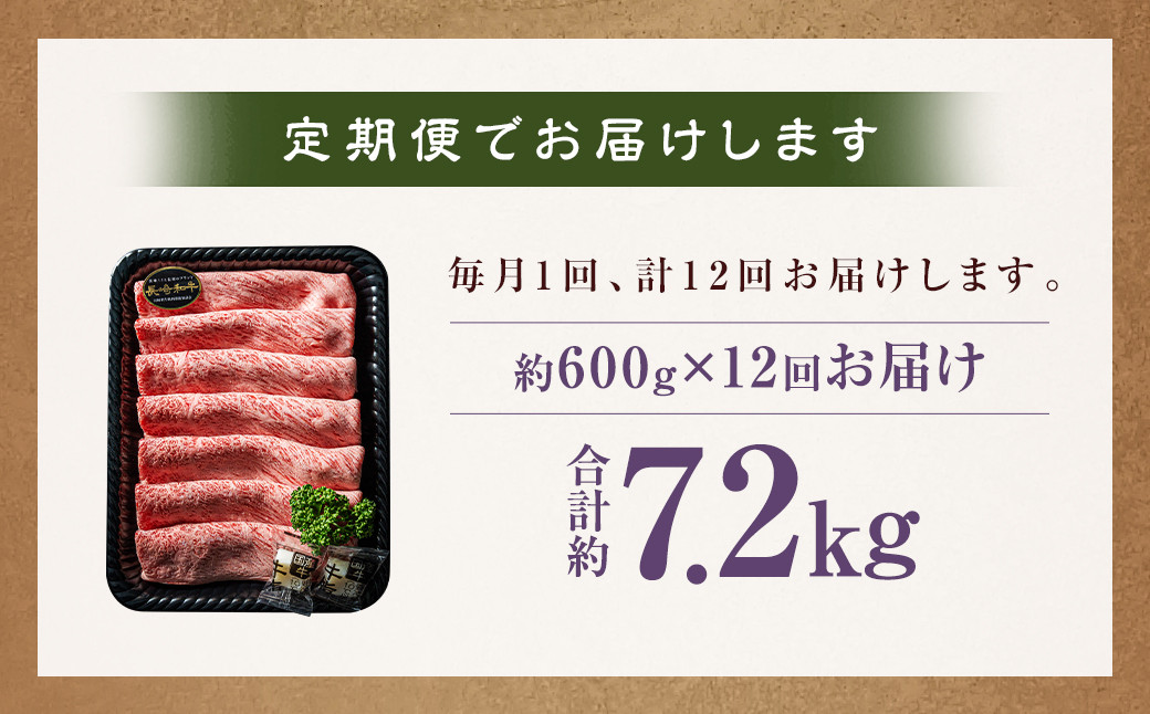 【12回定期便】【A4～A5ランク】長崎和牛肩ロースすき焼きしゃぶしゃぶ用 約600g