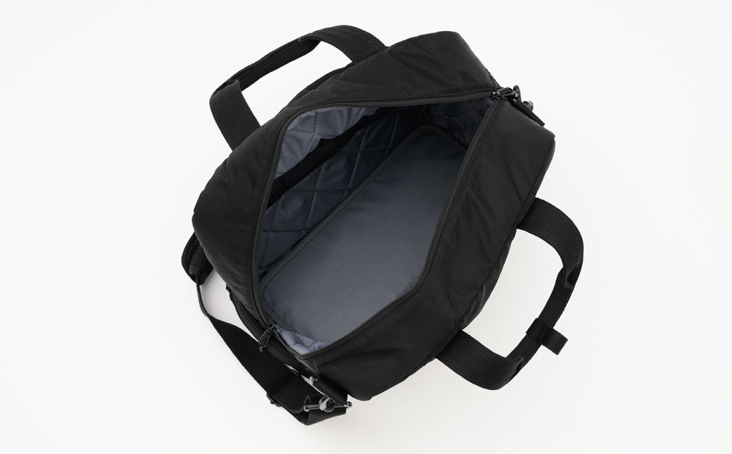 リサイクルナイロン スクエアボストンバッグ ブラック SW-RN001-BK