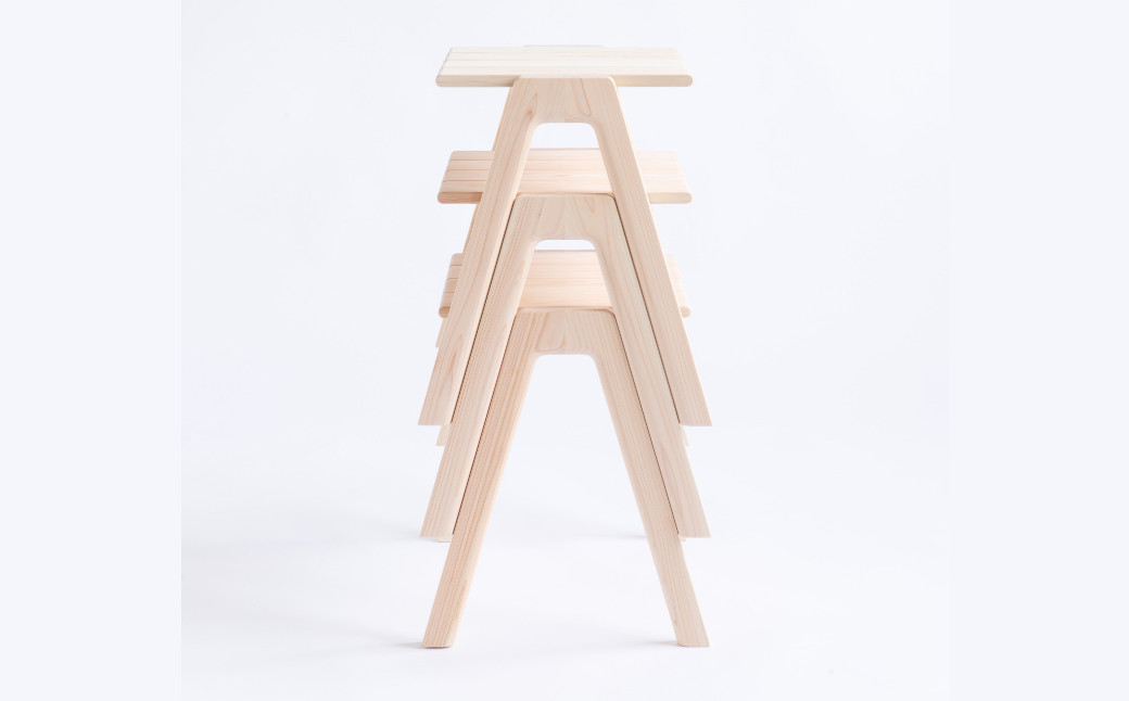 【素地仕上げ】MINAZUKI STOOL (スタッキングスツール) ヒノキ (3脚) / 家具 インテリア スツール