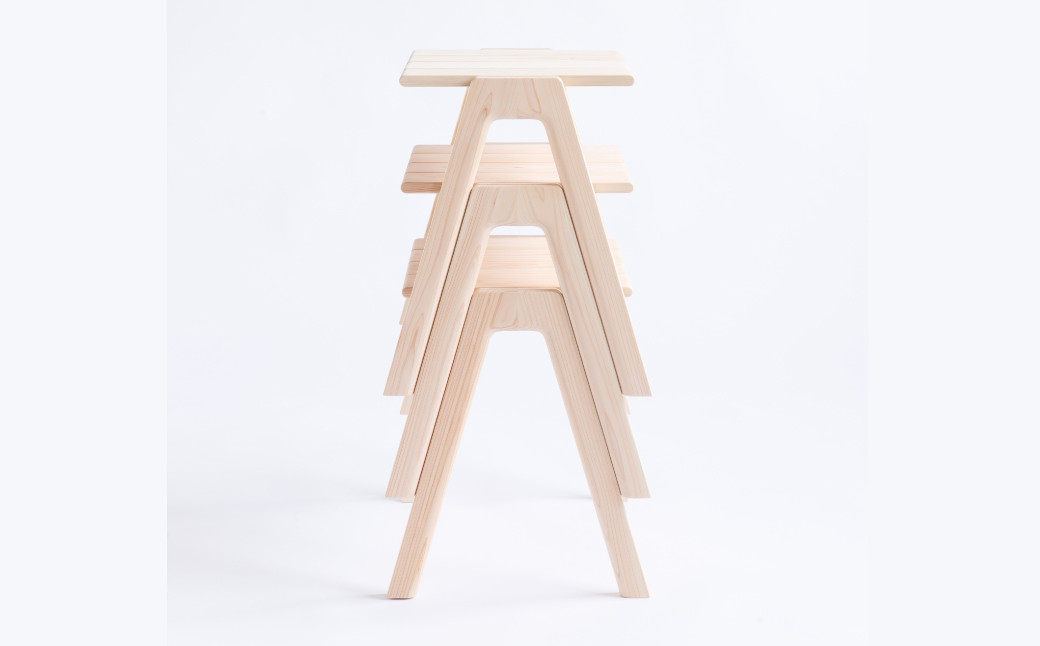 【ミツロウワックス仕上げ】MINAZUKI STOOL (スタッキングスツール) ヒノキ (1脚)