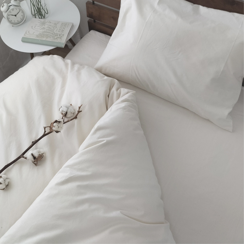 【シングルサイズ】無漂白綿100％ キナリ 掛けカバー・ボックスシーツ・枕カバーの3点セット