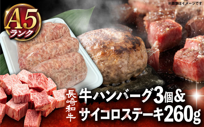 長崎和牛 サイコロ ステーキ 130g×2パック ハンバーグ150g×3個 