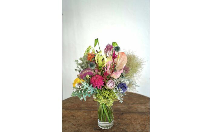 【12回定期便】生花花束 ブーケL初回花瓶付 【株式会社tomoni】 [ATCG026]