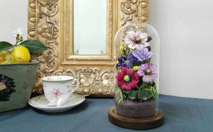 ドーム花器の花装飾（大）らんまん 花 雑貨 造花 インテリア お祝い ギフト 贈答 人気 送料無料 高知市 【花工房美呂】 