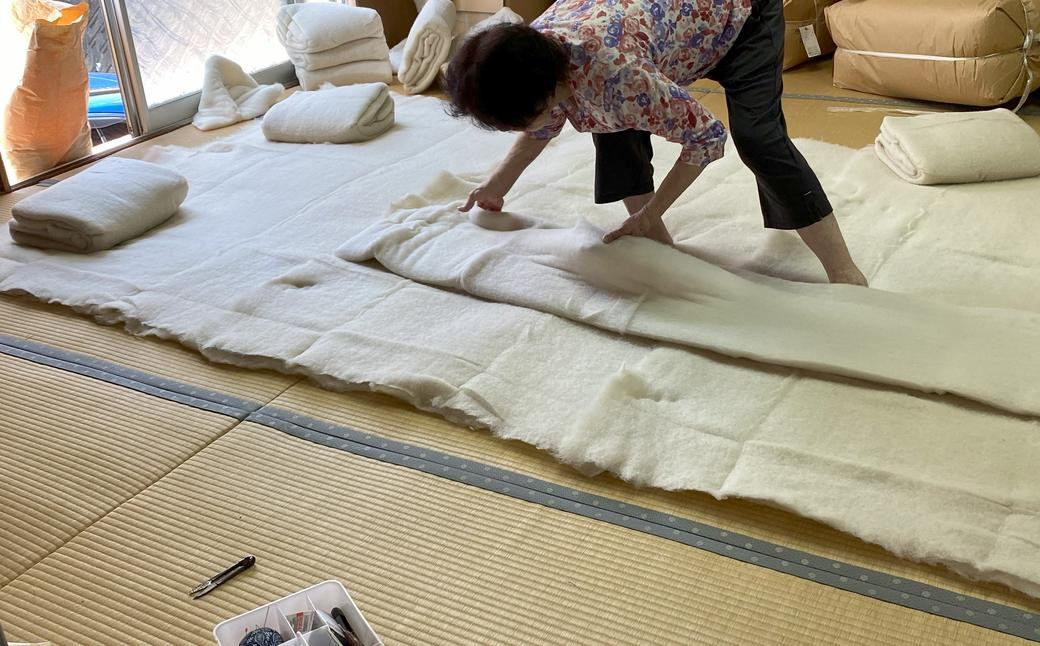 布団屋が作った綿100％の掛け・敷き布団セット (ダブル) ／ 4種から選べる ピンク ブルー 