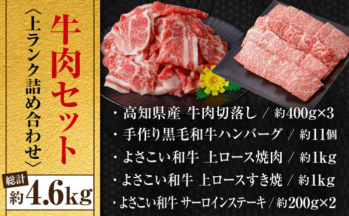 上ランク 牛肉詰め合わせ 総計約4.59kg 牛肉 国産 焼肉 焼き肉 すき焼き 切り落とし