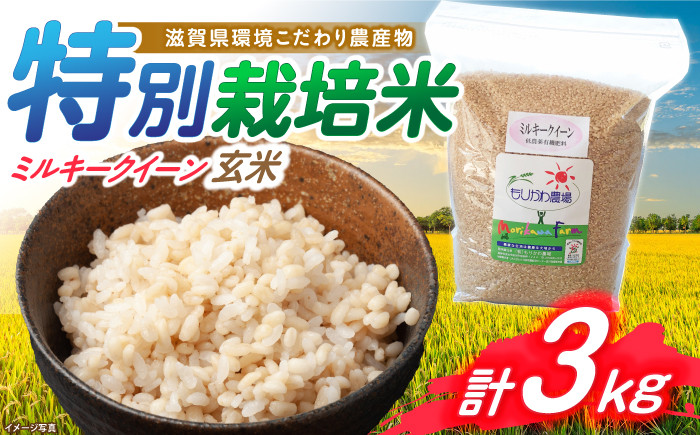 滋賀県 低農薬栽培 ミルキークイーン 玄米 3kg　米 お米 玄米  3kg 米 お米 ご飯 ごはん ゴハン