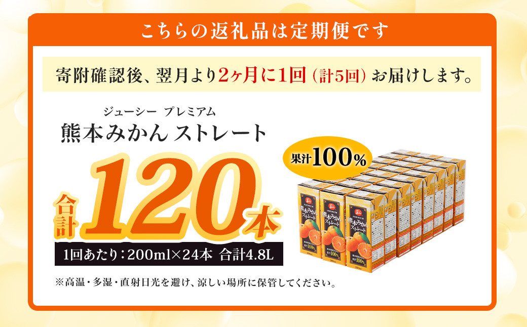 ジューシープレミアム熊本みかんストレート100% 200ml×24本