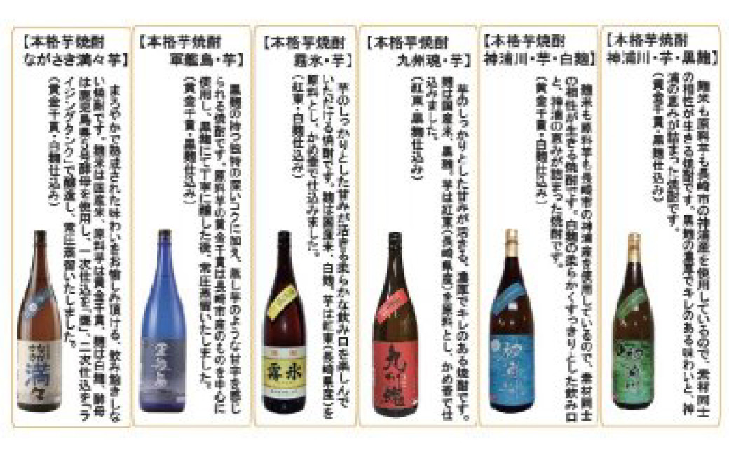 【年4回定期便(1月・4月・7月・10月配送)】芋焼酎 贅沢づくし 飲み比べセット 1,800ml×6本