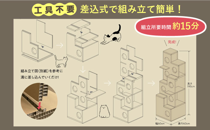 キャットタワー 紙製 ハニカムパネル 猫 インテリア 爪とぎ ペット用品 安全 贈答 ギフト おすすめ 人気 岐阜県 恵那市