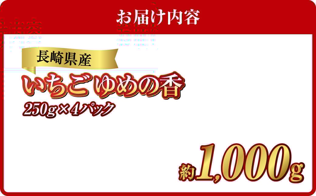 長崎県産いちご ゆめの香 約1kg (250g×4パック) ／ 果物 くだもの フルーツ イチゴ 苺 長崎県 長崎市