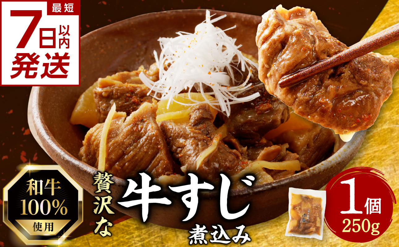 【スピード発送】最短7日以内発送！！和牛100％の贅沢なすじ煮込み 250g×1個