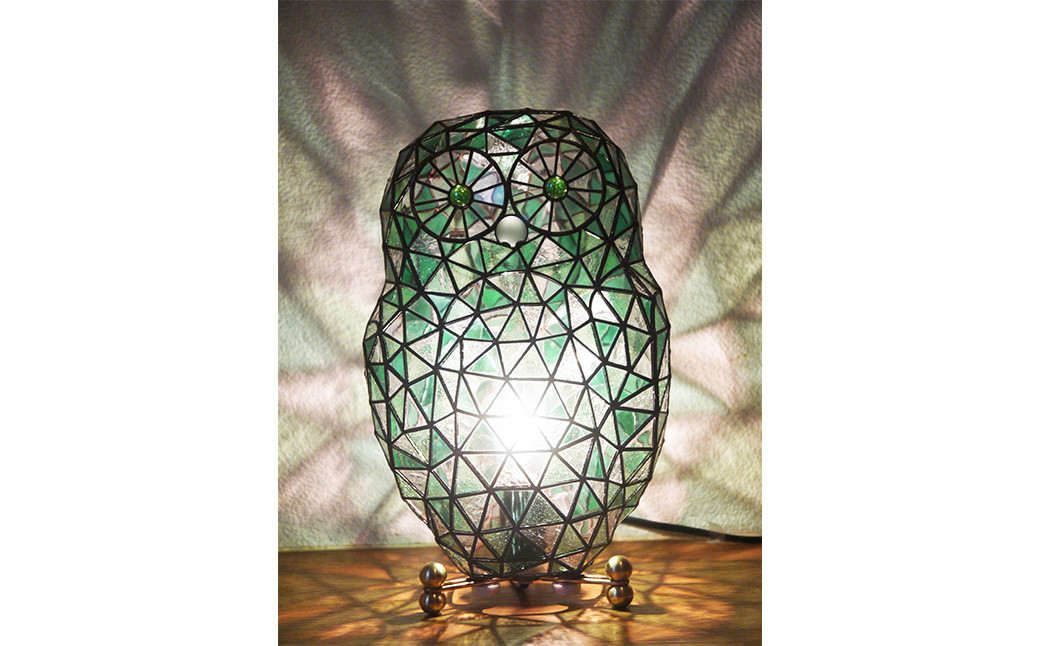 ステンドグラスオブジェ｢フクロウ｣調光器付き