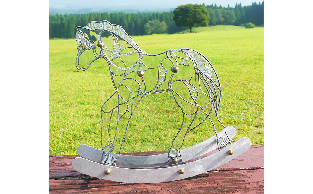 ステンドグラスオブジェ｢木馬｣（クリア）