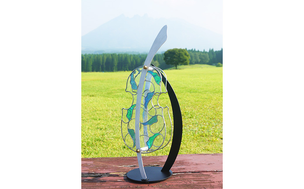 ステンドグラスオブジェ｢チェロ｣（ブルー）