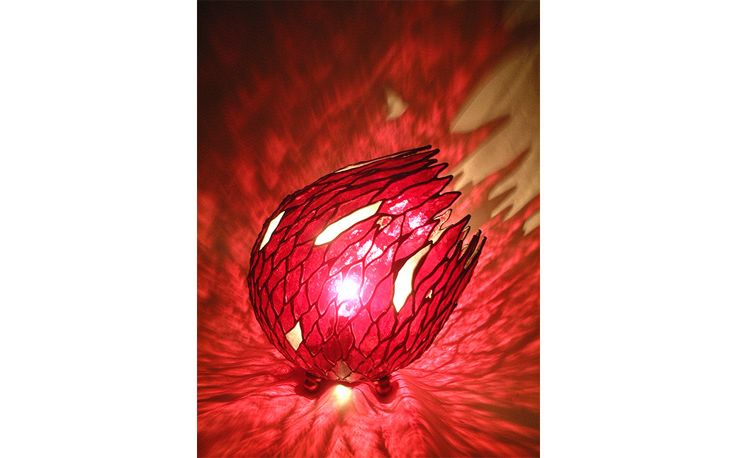 ステンドグラスオブジェ｢赤い刻｣調光器付き