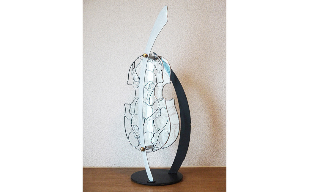 ステンドグラスオブジェ「チェロ」(クリア)