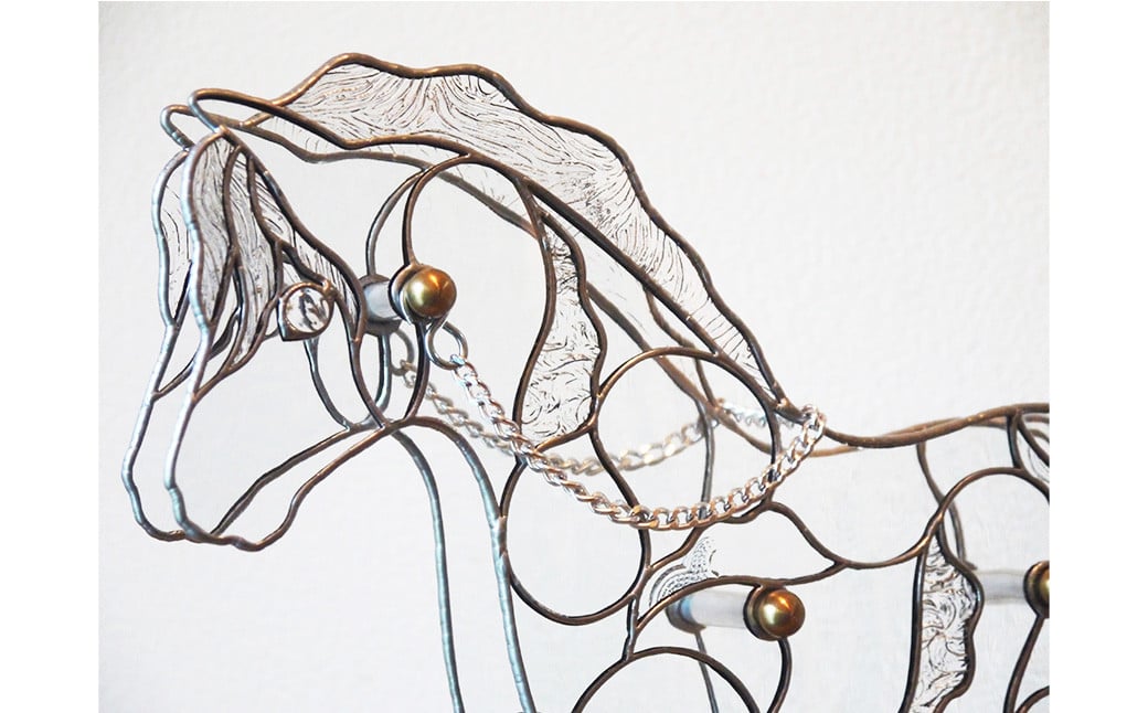 ステンドグラスオブジェ｢木馬｣（クリア）