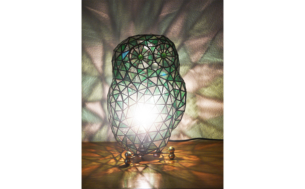 ステンドグラスオブジェ｢フクロウ｣調光器付き