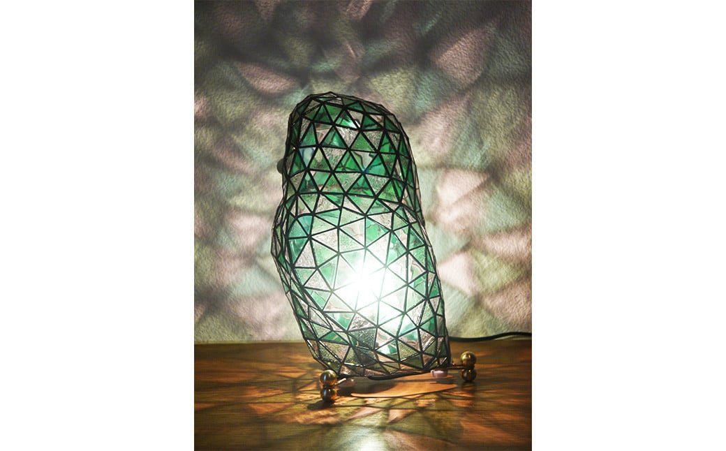 ステンドグラスオブジェ｢フクロウ｣調光器付き