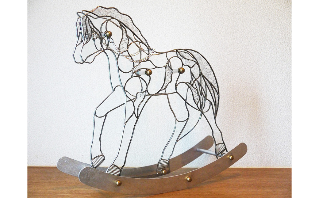 ステンドグラスオブジェ｢木馬｣（クリア）