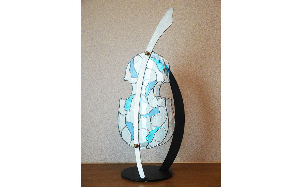 ステンドグラスオブジェ｢チェロ｣（ブルー）