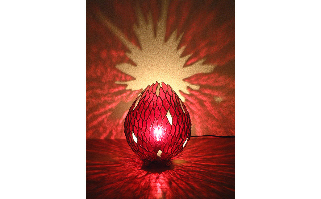 ステンドグラスオブジェ｢赤い刻｣調光器付き