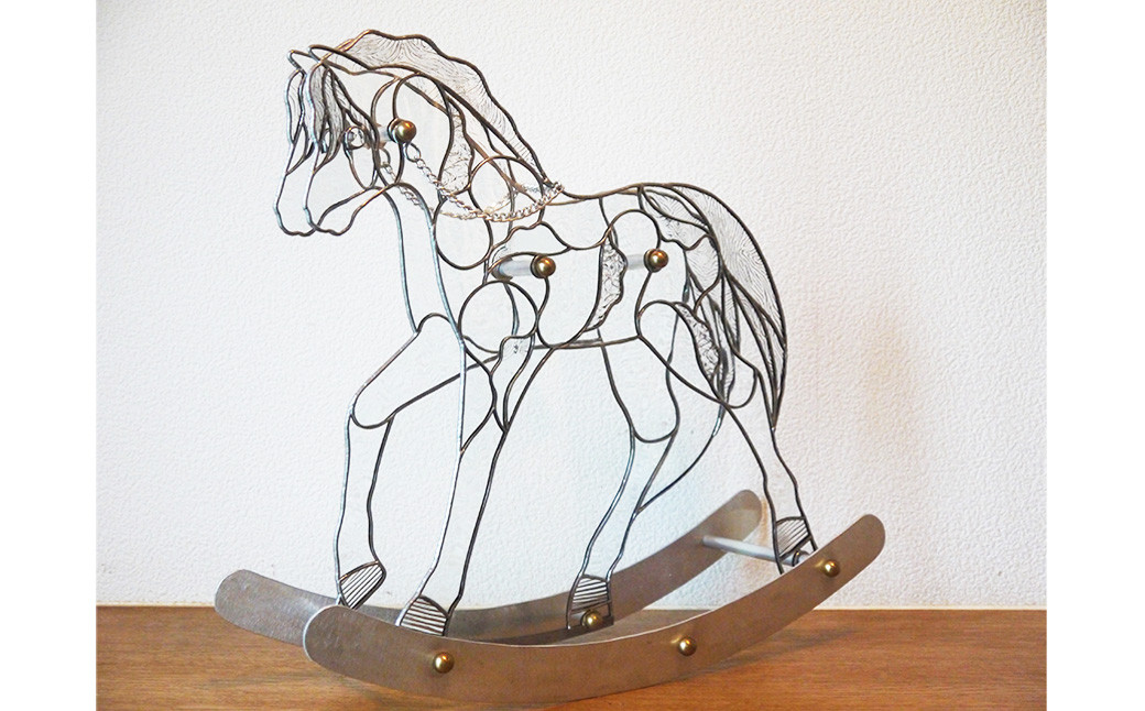 ステンドグラスオブジェ｢木馬｣（クリア）