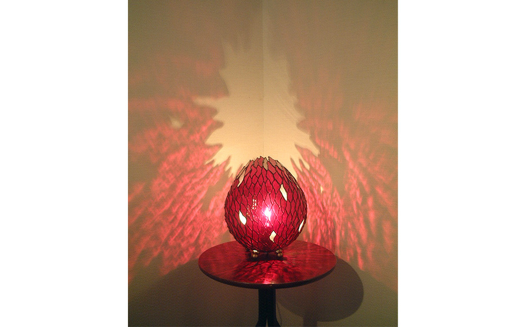 ステンドグラスオブジェ｢赤い刻｣調光器付き