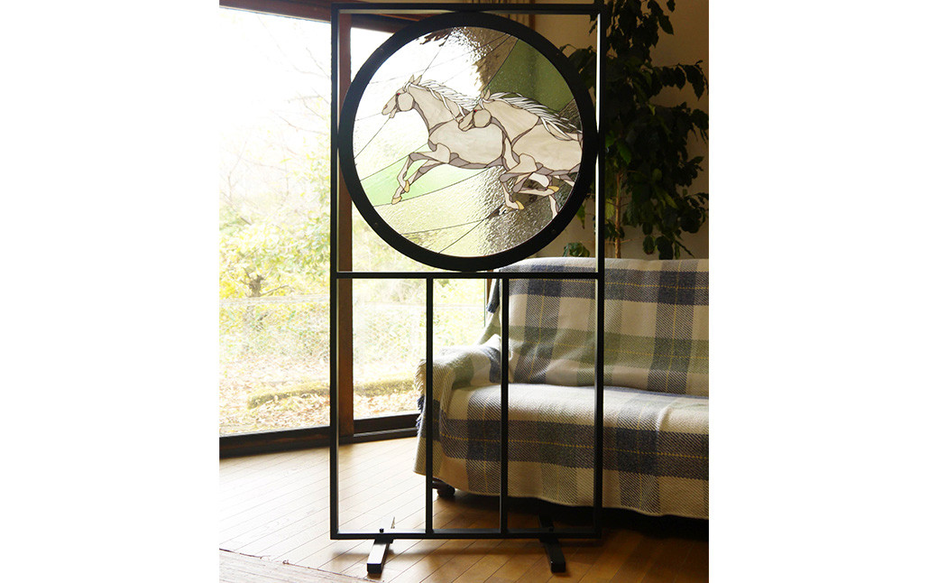 ステンドグラス衝立「緑風」