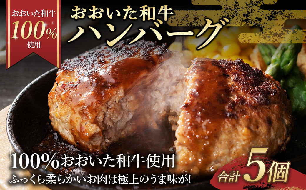【おおいた和牛 100%使用】おおいた和牛 ハンバーグ 5個 計約350g