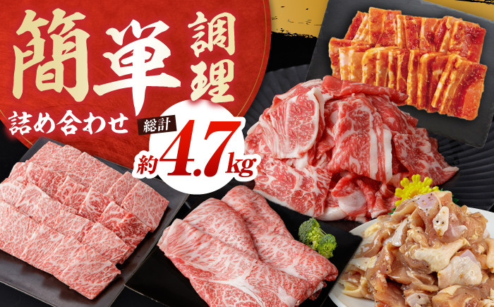 簡単調理! お肉の詰め合わせ 総計約4.7kg 牛肉 鶏肉 豚肉 国産 小分け 食べ比べ  [ATAP009]