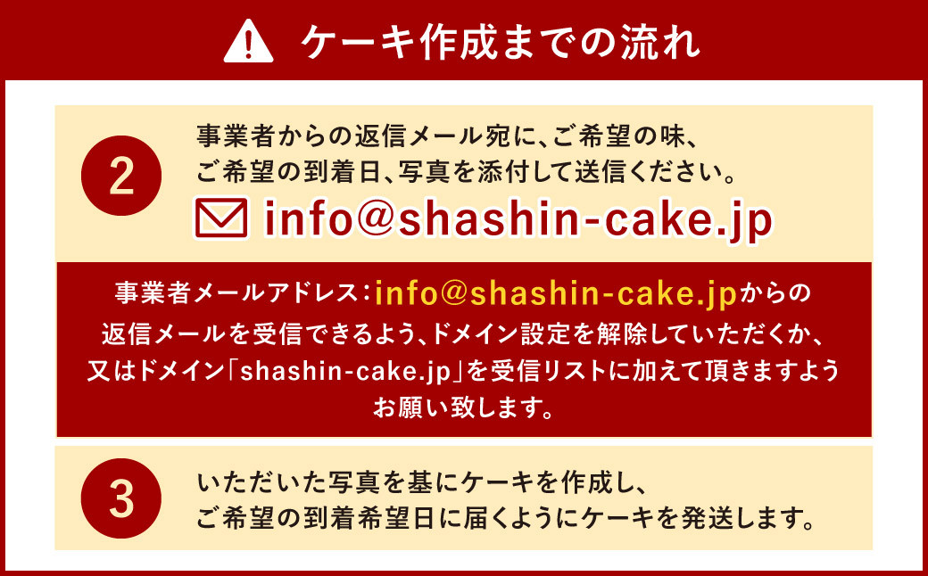 サプライズに最適！ 写真ケーキ 3～6人用5号サイズ (生クリーム)