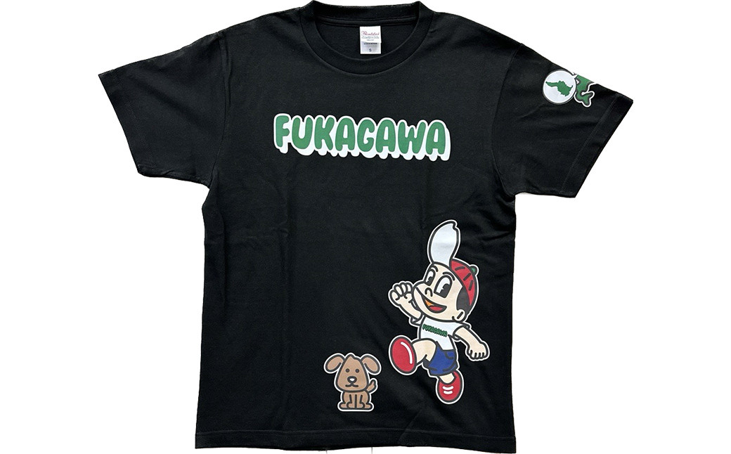 【ブラック×L】FUKAGAWAオリジナルTシャツ ブラック（大人用）・オリジナルピンバッチセット