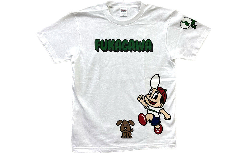 【ホワイト×XL】FUKAGAWAオリジナルTシャツ ホワイト（大人用）・オリジナルピンバッチセット