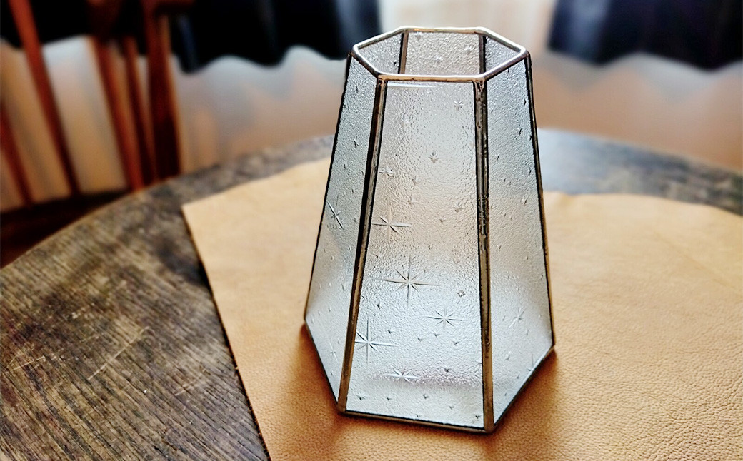 フラワーベースⅢ『銀河』｜ 硝子 花器 花瓶 鉢カバー ガラス工芸 ガラス ステンドグラス インテリア レトロ 大阪府 阪南市