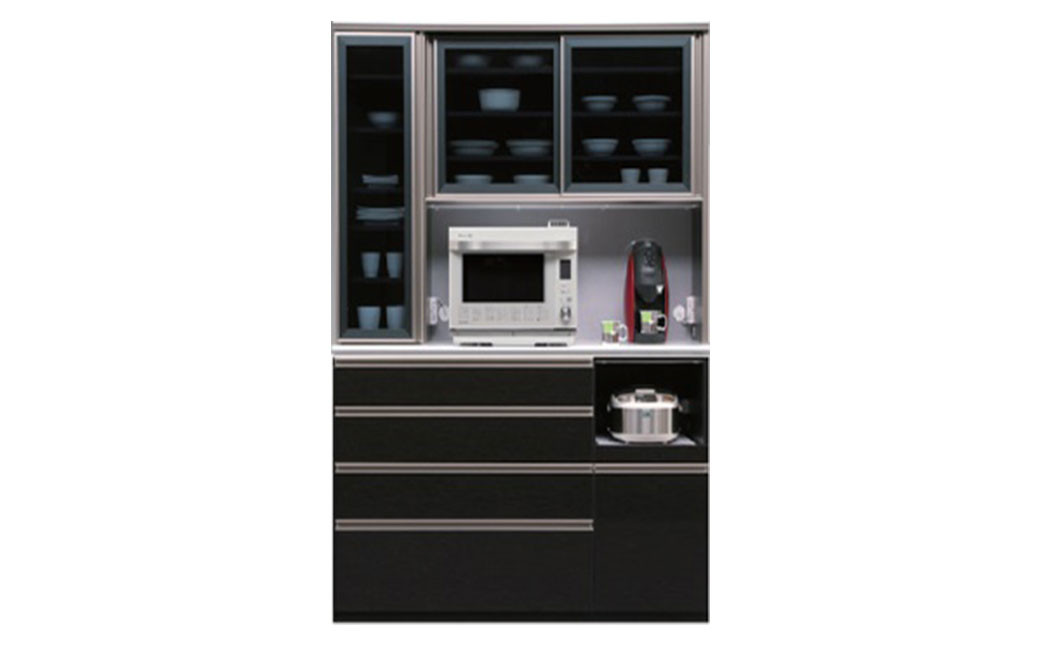 食器棚 レガシー 130DOP【黒木目・白柾目】